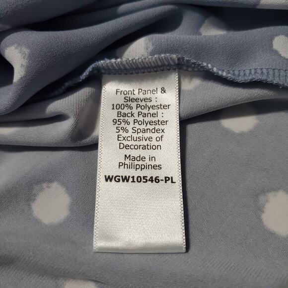 41 Hawthorn Women's Blue White London Mixed Media Polka Dot Blouse Top Size 1X - Picture 5 of 6